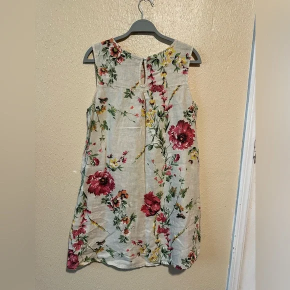 Terzo Millennio Linen Dress Floral Sleeveless Size large -  threedaughtersproperties.com